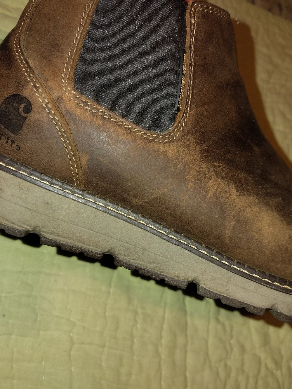 Carhartt Brown Leather Chukka Boots with Black Elastic Panels